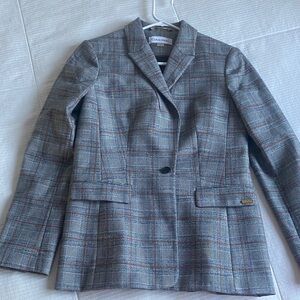 Calvin Klein Women's Blazer in Gray Plaid